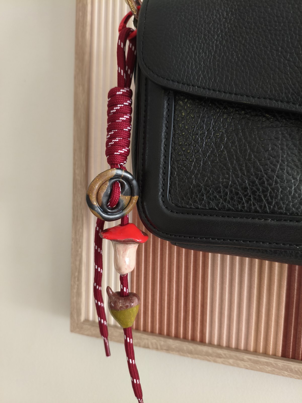 Bag charm, worry stone