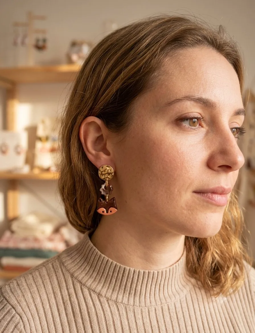 Clous d 'oreille renard 🦊 – bijou artisanal fait main