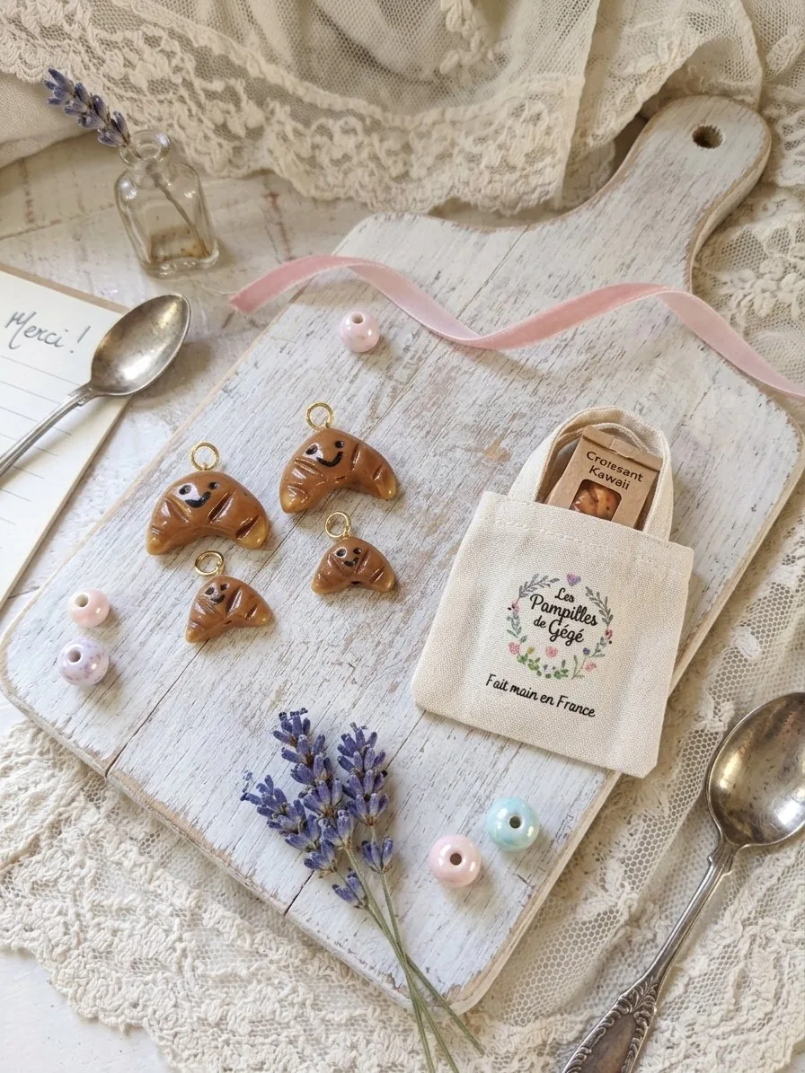 Pampilles croissant  – bijou artisanal kawaii