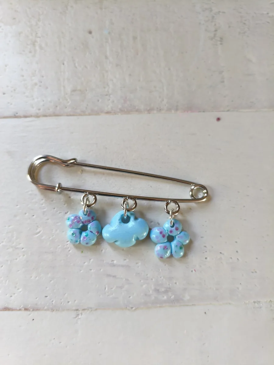 Broche petite fleur – Broches – Turquoise – fait main – vue 2