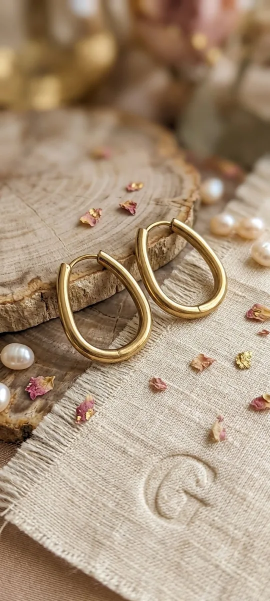 Créoles ovale acier inoxydable 22.5mm – bijou artisanal boucle d'oreille