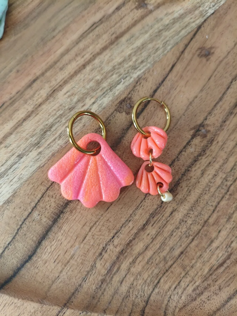 Boucle triade de coquillage  – bijou artisanal offres pack