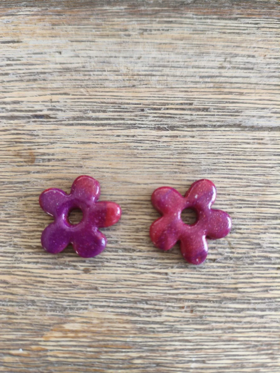 Eleanore violette – vue 2 – violette, paillette – Pâte polymère