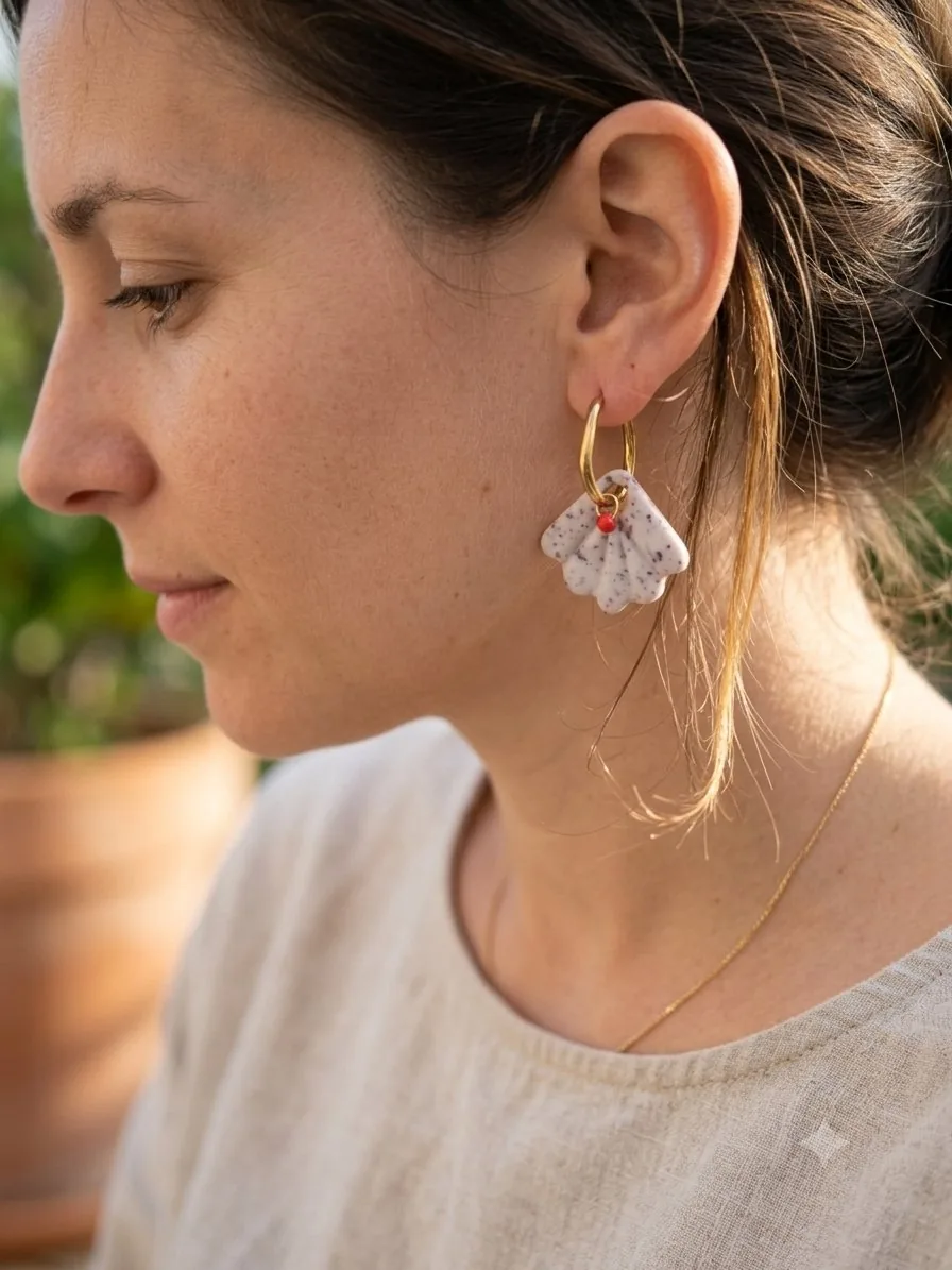 Boucle d'oreille perle de la mer – bijou artisanal mer