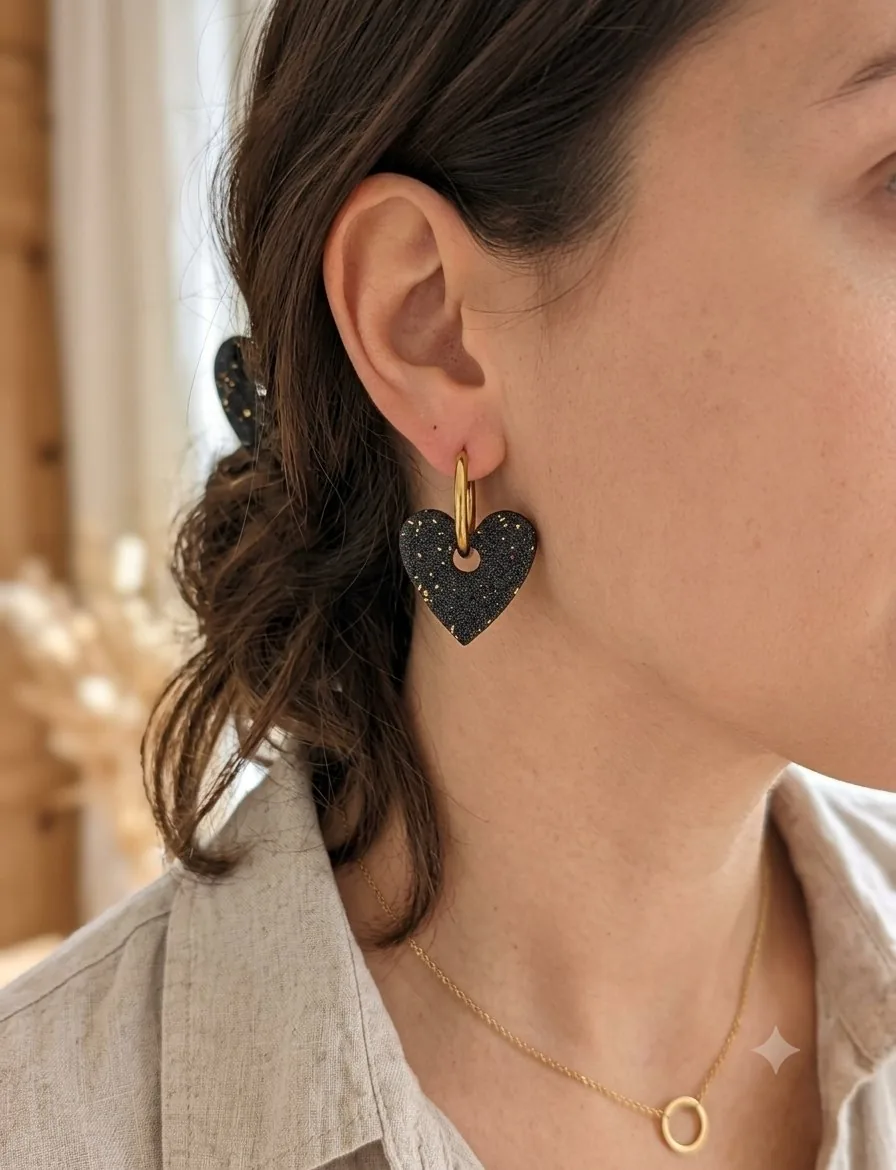  Pampilles Lulu Black  – bijou artisanal fait main