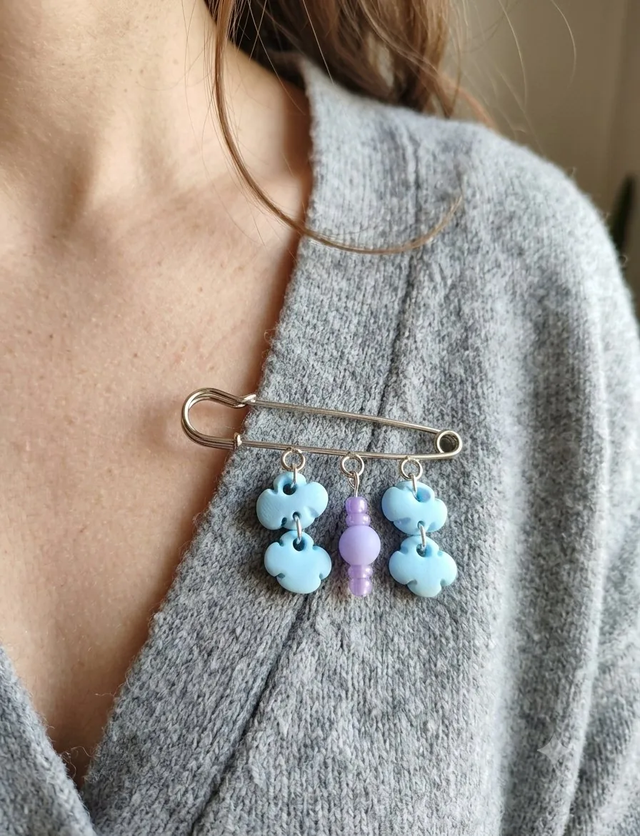 Broche double nuage – bijou artisanal broches