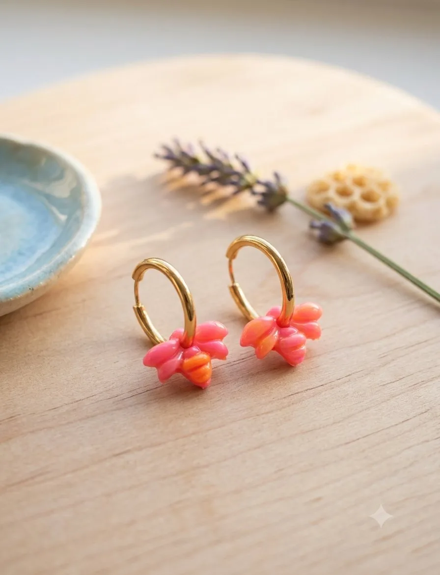 Mini abeille rose fluo  – bijou artisanal printemps-été