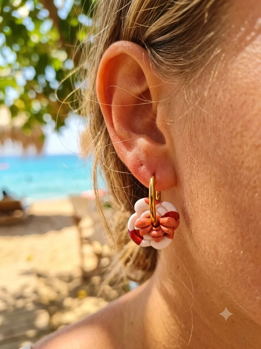Boucle Rosa et son abeille  – bijou artisanal offres pack