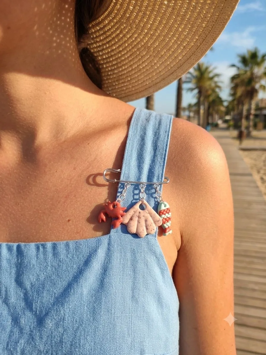 broche crabe coquillage poisson – bijou artisanal broches