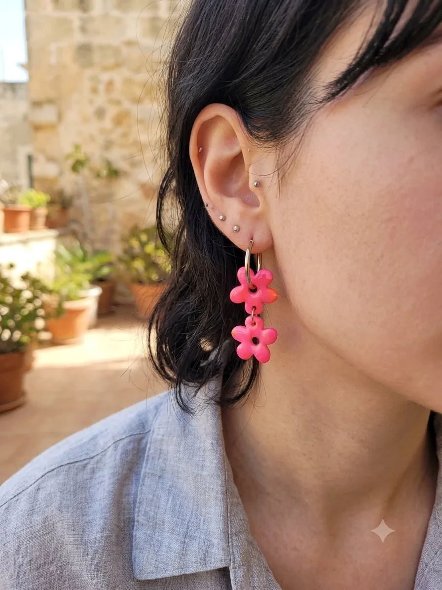 double eleanore fluo rose – bijou artisanal fleurs