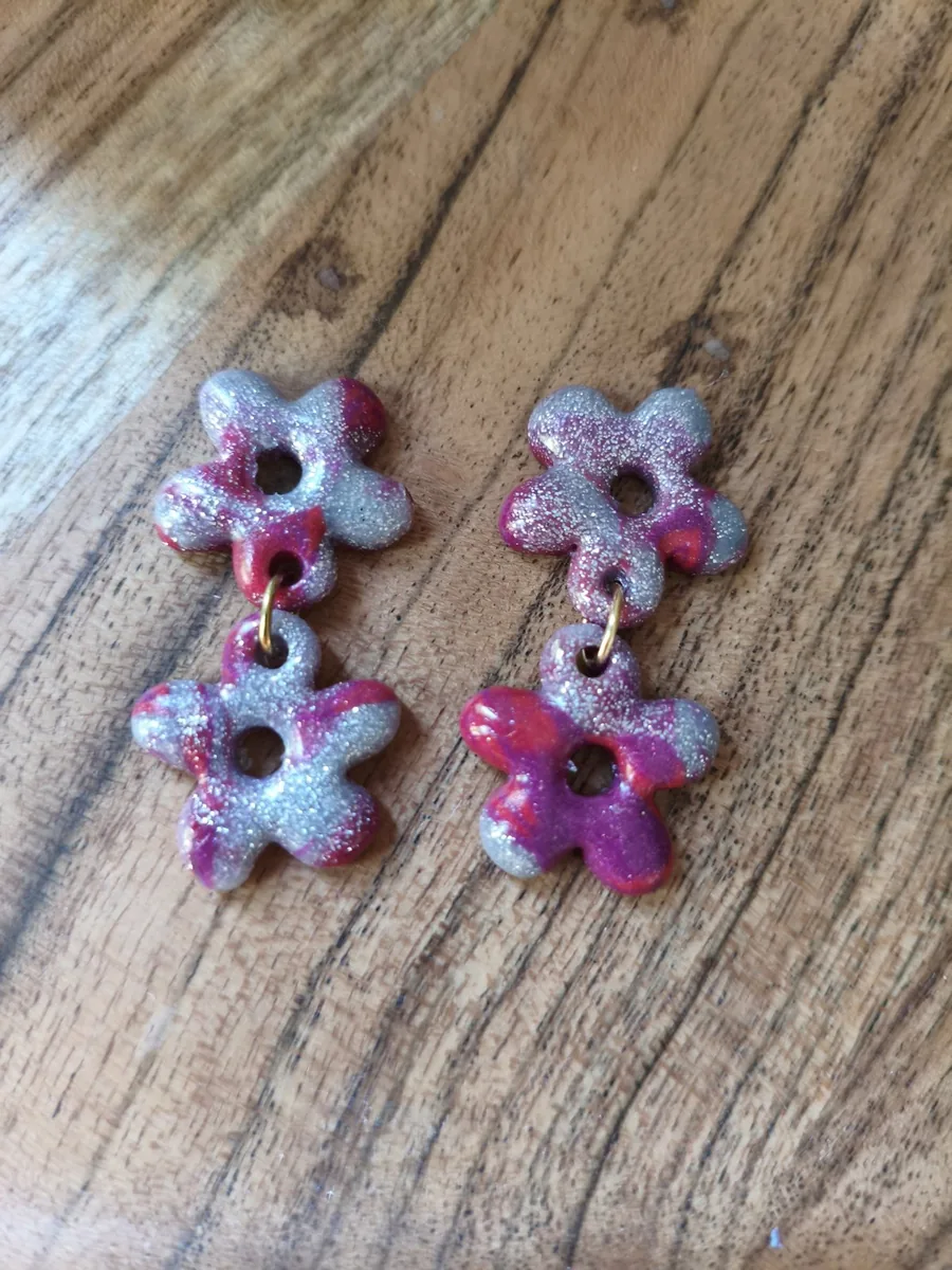 Double eleanore fushia métallisé – vue 2 – Métallisée fushia et violet – Pâte polymère