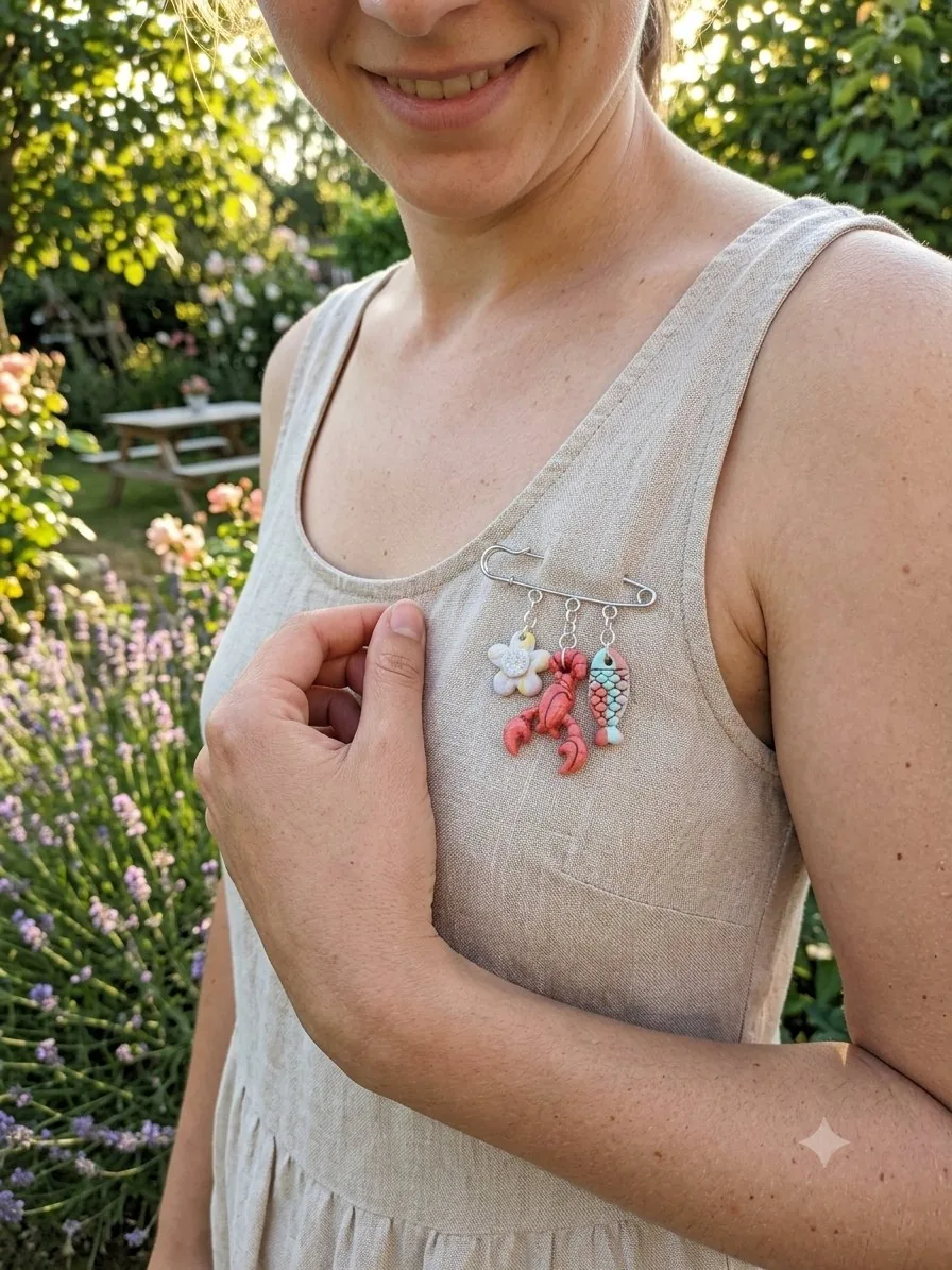 broche homard poisson fleur – bijou artisanal broches