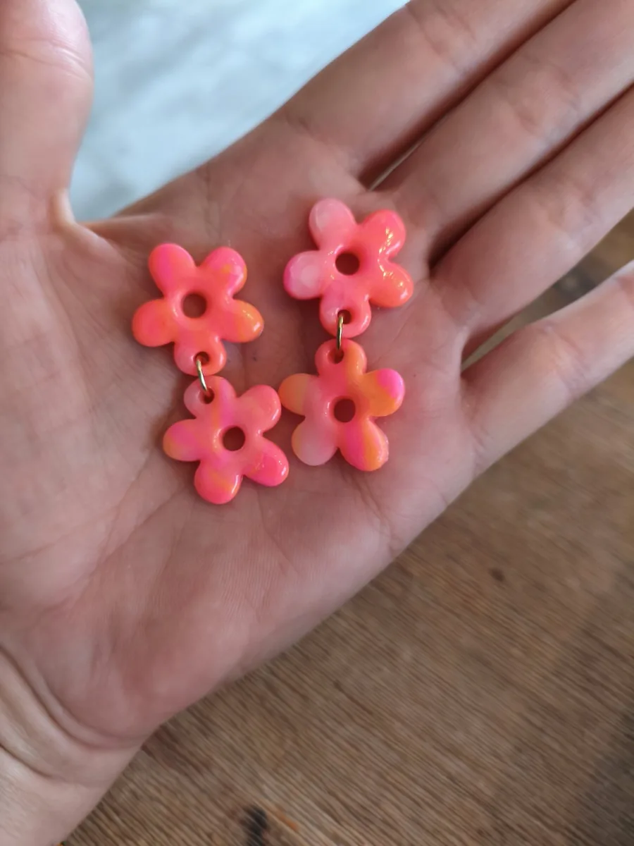double eleanore fluo rose – vue 3 – Pâte polymère