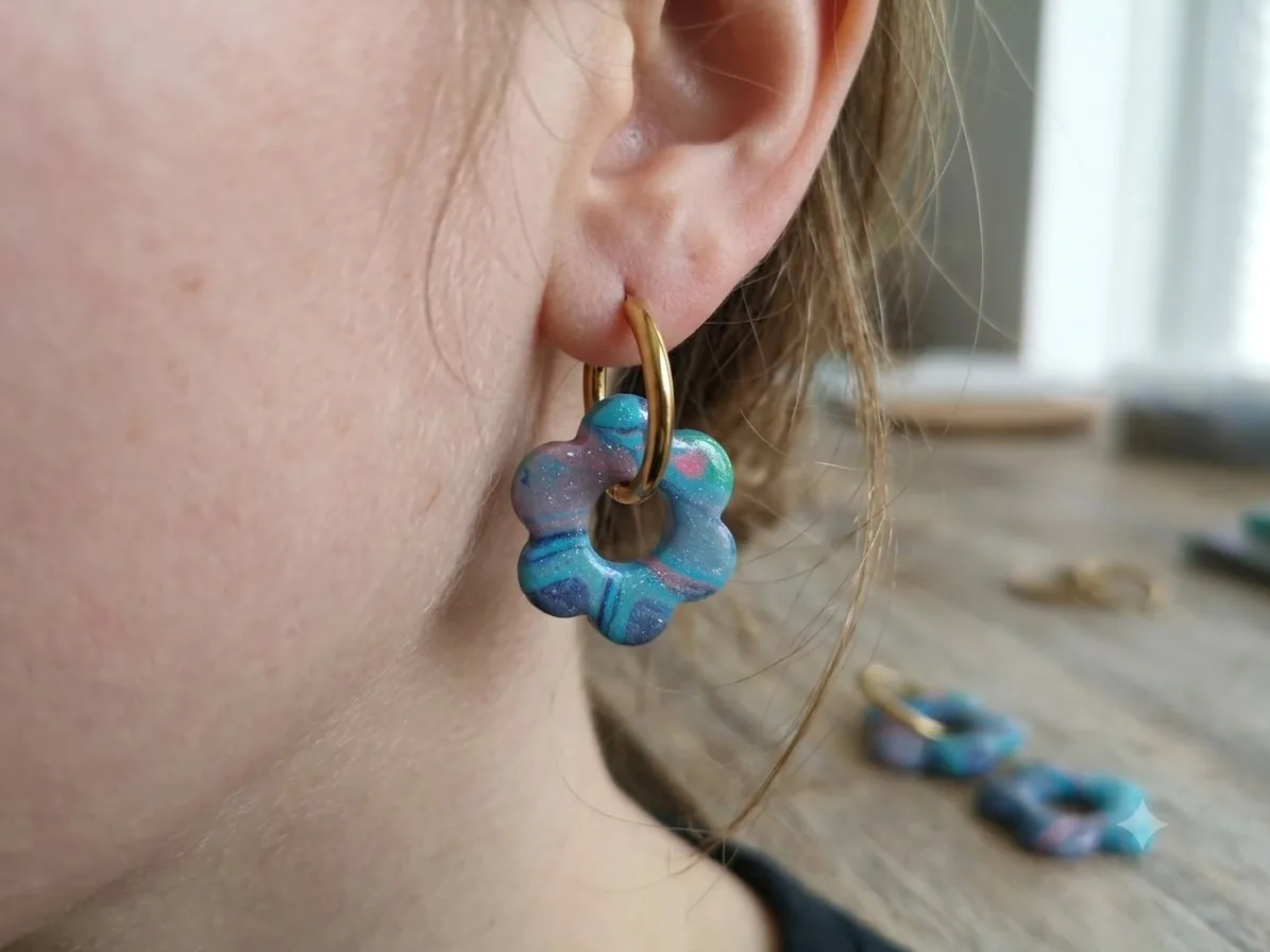 Mathilde bleu  – bijou artisanal fleurs