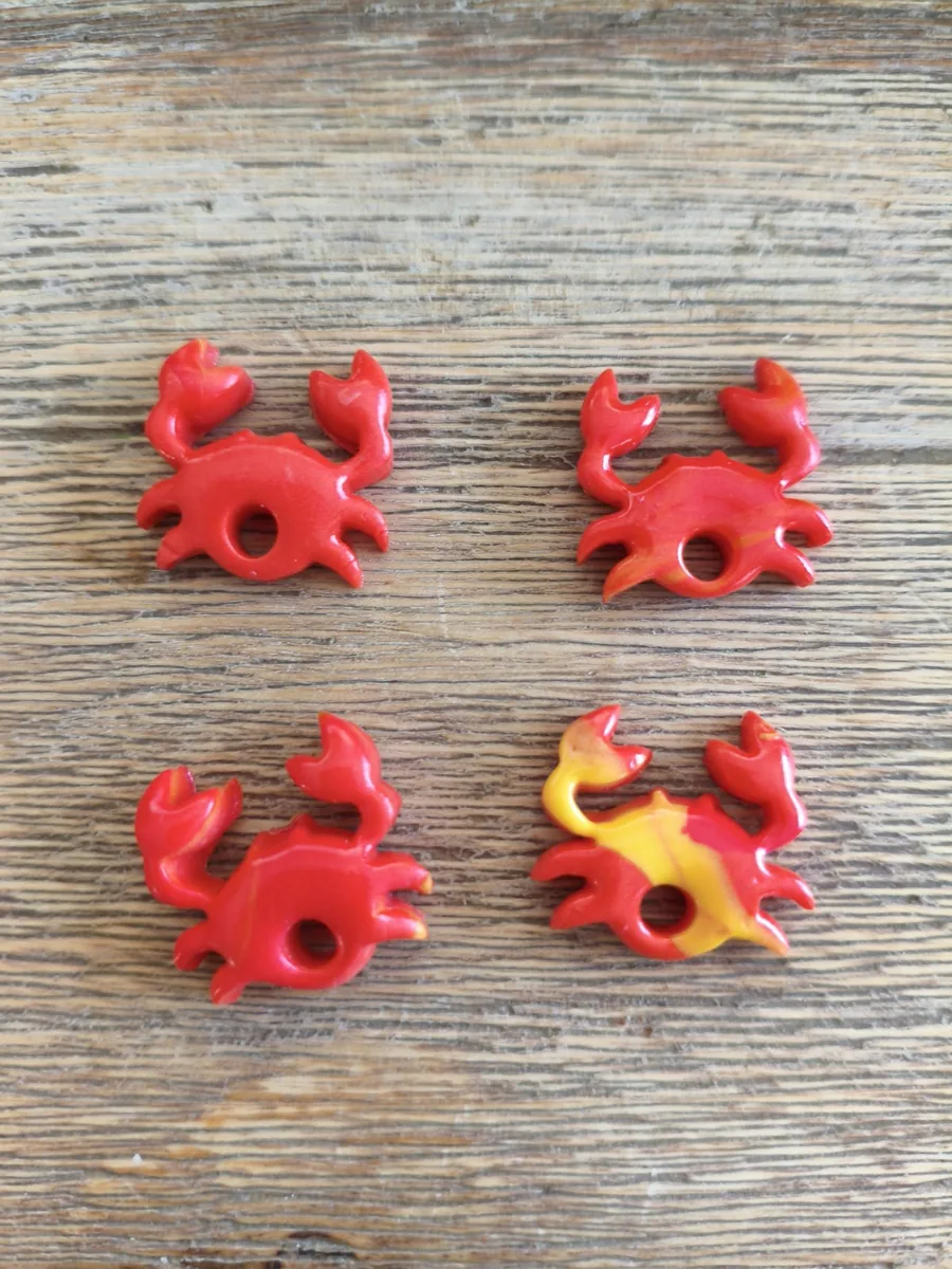 Crabe – vue 2 – orange, rouge – Pâte polymère