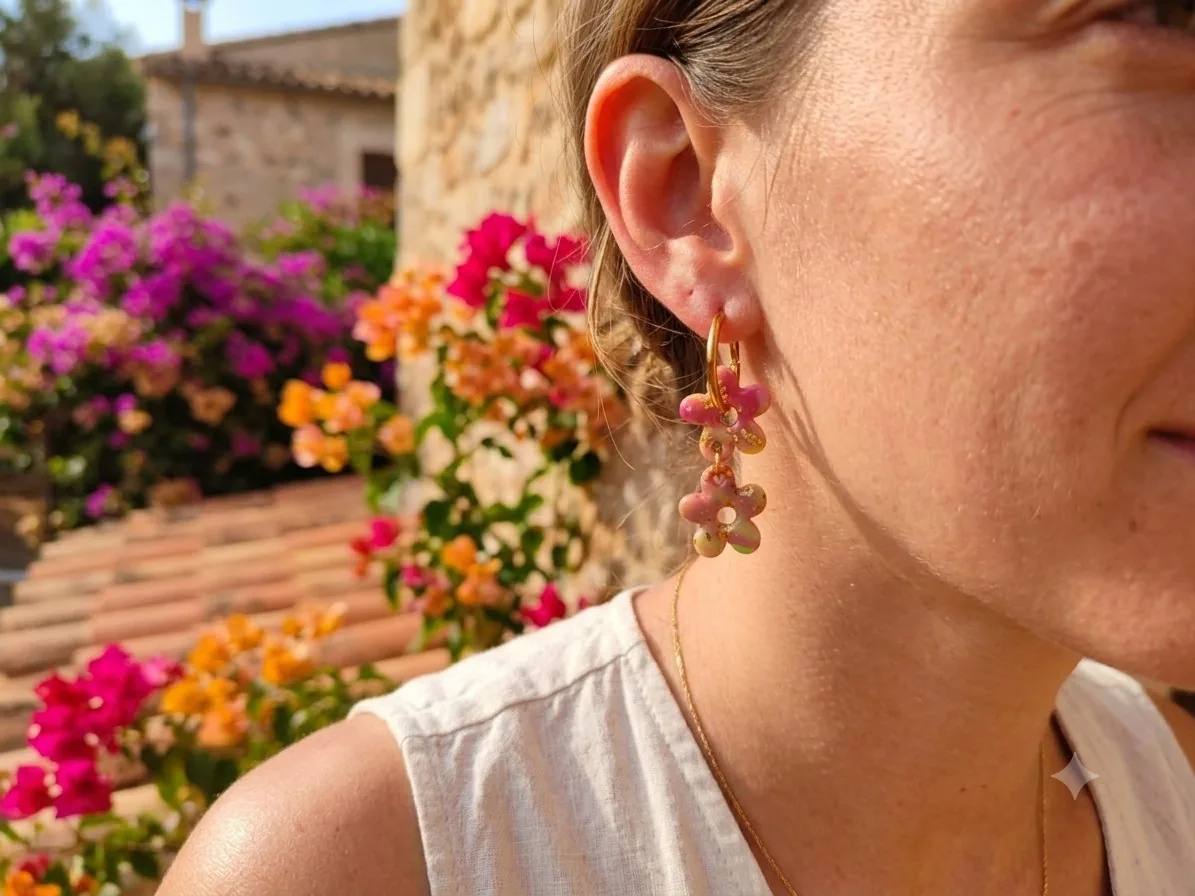 Double eleanore Guadeloupe  – bijou artisanal fleurs