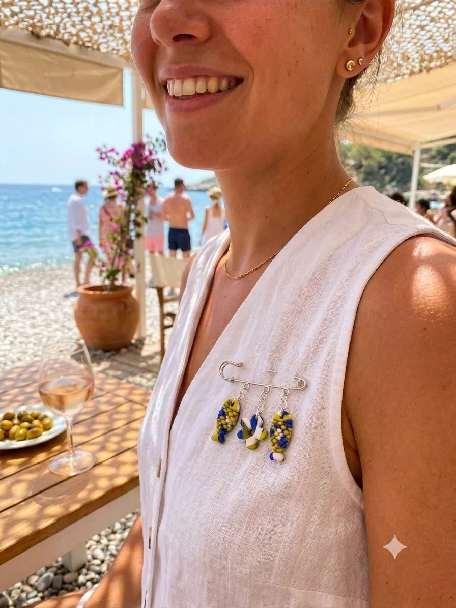 broche double poisson fleur – bijou artisanal broches